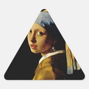 Das Mädchen mit einem Turban/Mädchen mit dem Perle Dreieckiger Aufkleber