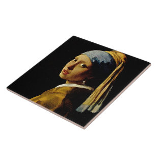 Das Mädchen mit einem Turban/Mädchen mit dem Perle Fliese