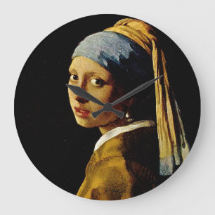 Das Mädchen mit einem Turban/Mädchen mit dem Perle Große Wanduhr