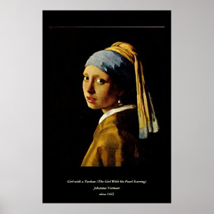 Das Mädchen mit einem Turban/Mädchen mit dem Perle Poster