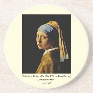 Das Mädchen mit einem Turban/Mädchen mit dem Perle Untersetzer