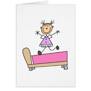 Das Mädchen springend auf Bett-Karte