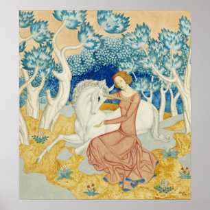 Das Mädchen und das Einhorn von Edmund Dulac Poster
