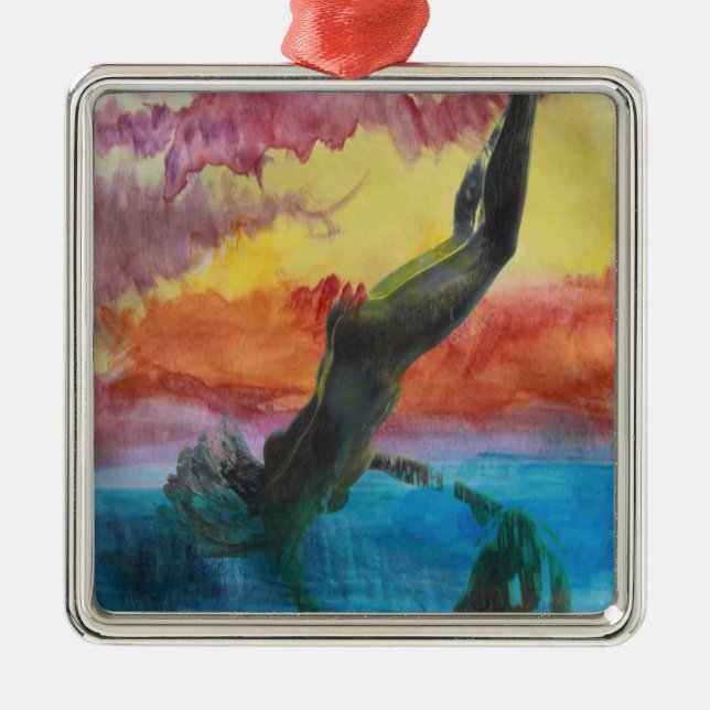 Das Mädchen und der Delfin Silbernes Ornament (Vorne)