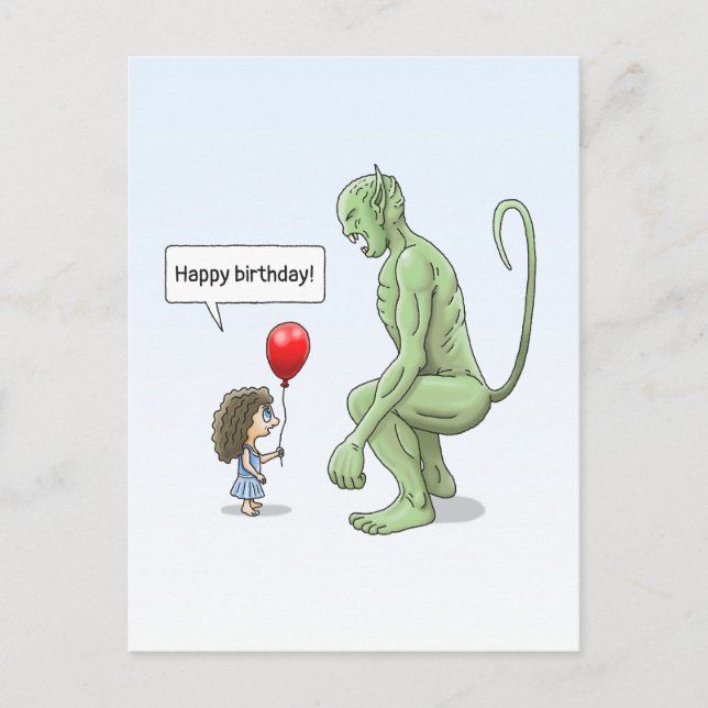 Das Mädchen und der große grüne Goblin Postkarte (Vorderseite)