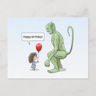 Das Mädchen und der große grüne Kobold Postkarte