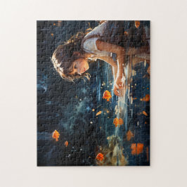 Das Mädchen und der magische Teich der goldenen Fi Puzzle