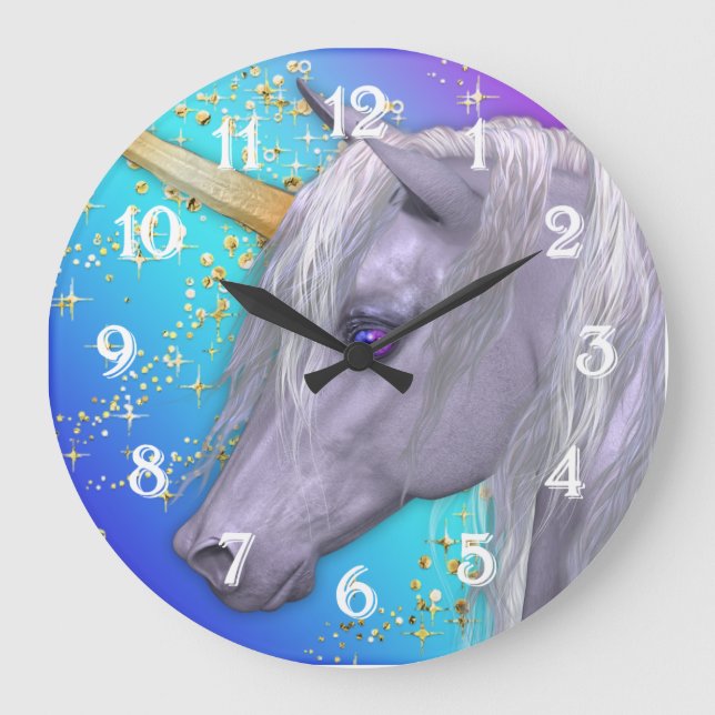 Das magische Einhorn Große Wanduhr (Vorderseite)