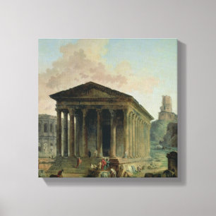 Das Maison Carree mit dem Amphitheater Leinwanddruck