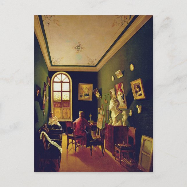 Das Malerstudio, 1843 Postkarte (Vorderseite)