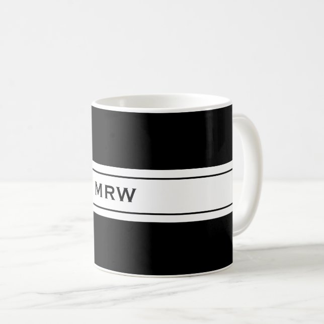 Das männliche einfache Schwarz-weiße Tasse (VorderseiteRechts)