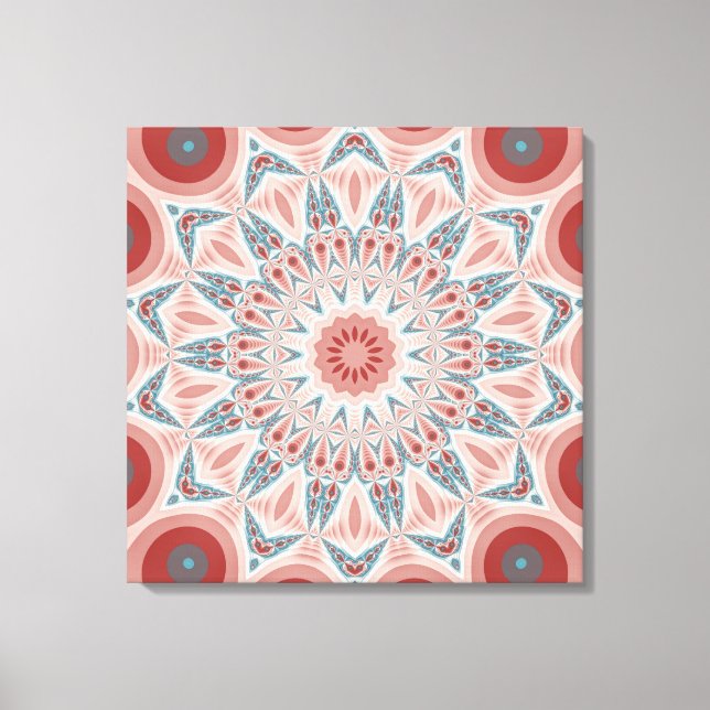 Das markante moderne Kaleidoskop Mandala Triptych Leinwanddruck (Vorderseite)