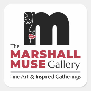 Das Marshall Muse Gallery Logo, Greensboro NC Quadratischer Aufkleber