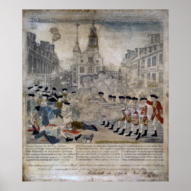 Das Massaker in Boston von Paul Revere 1770 Poster (Vorne)