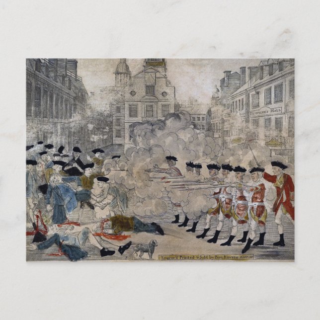 Das Massaker in Boston von Paul Revere 1770 Postkarte (Vorderseite)