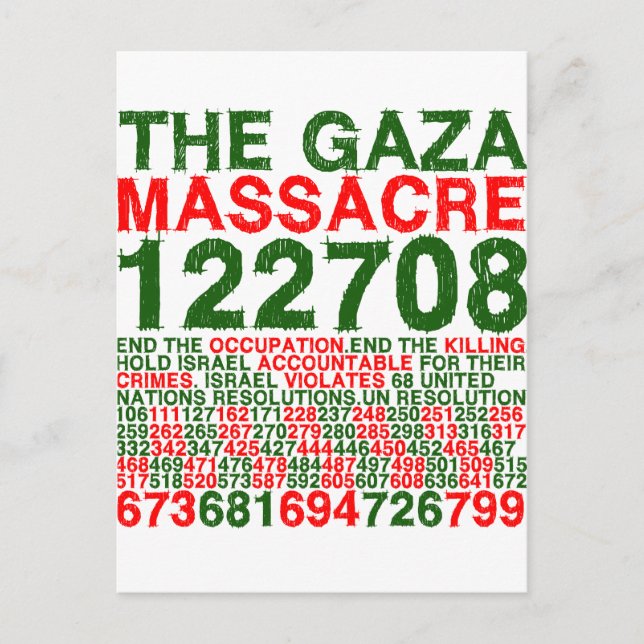 Das Massaker in Gaza Postkarte (Vorderseite)