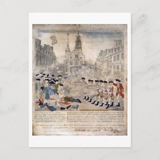 Das Massaker von Boston, Paul Revere King Street Postkarte (Vorderseite)