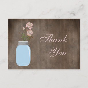 Das Maurer-Glas u. Rosen, die rustikal sind, Dankeskarte