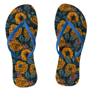 Das Mäuse-Party in Orange und Blau Flip Flops