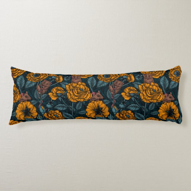 Das Mäuse-Party in Orange und Blau Seitenschläferkissen (Vorderseite)