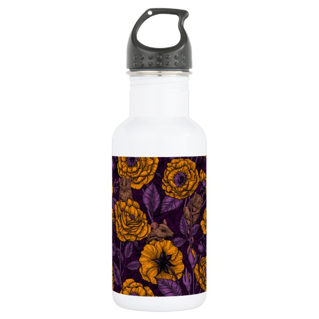 Das Mäuse-Party in Orange und Violett Edelstahlflasche (Vorderseite)