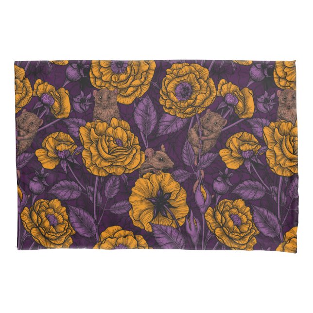 Das Mäuse-Party in Orange und Violett Kissenbezug (Vorderseite)