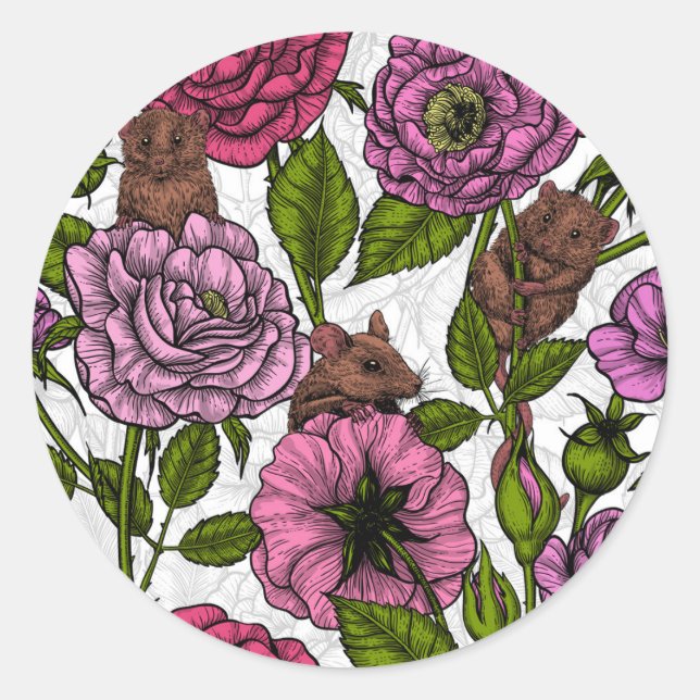 Das Mäuse-Party Runder Aufkleber (Vorderseite)