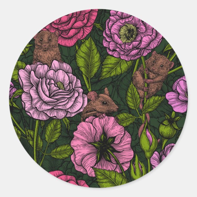 Das Mäuse-Party Runder Aufkleber (Vorderseite)