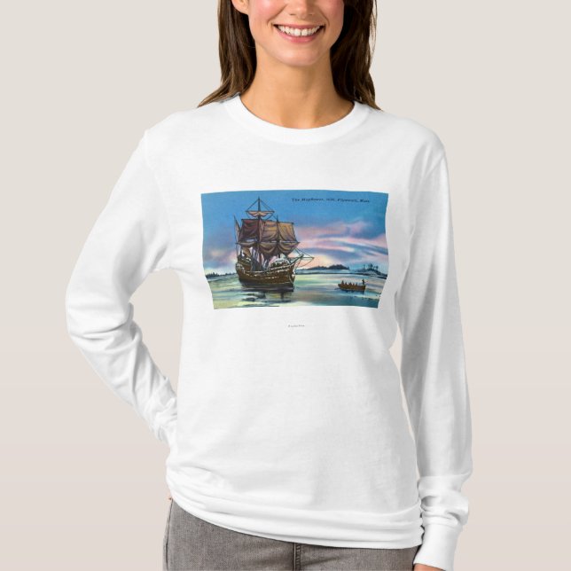 Das Mayflower, das im Jahre 1620 Szene landet T-Shirt (Vorderseite)