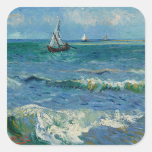 Das Meer am Les Saintes Maries de la Mer   Van Gog Quadratischer Aufkleber