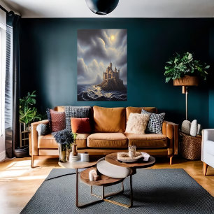 Das Meer ein Felsen und eine Burg   Art der AI Poster