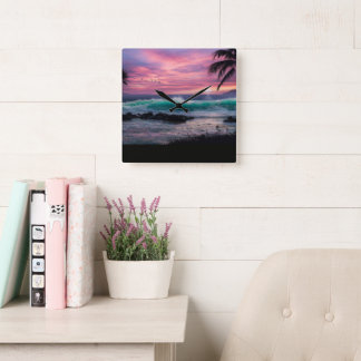 das Meer Quadratische Wanduhr