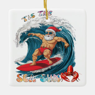 Das Meer-Sonne - Surfen im Santa Keramikornament