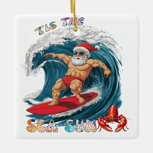 Das Meer-Sonne - Surfen im Santa Keramikornament (Vorderseite)