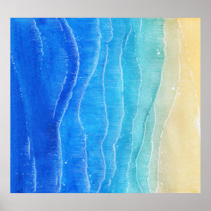 Das Meer und der Strand sind in Aquarellen gehalte Poster