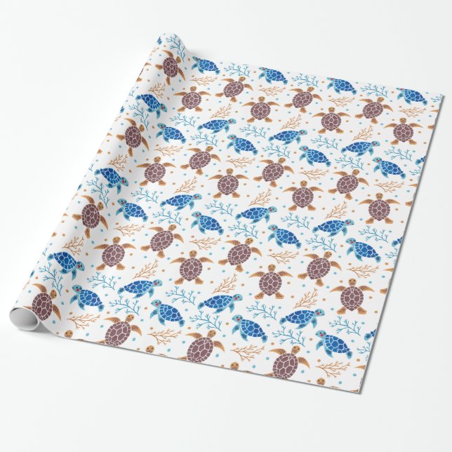 Das Meeresschildkröte-Muster Geschenkpapier (Ungerollt)