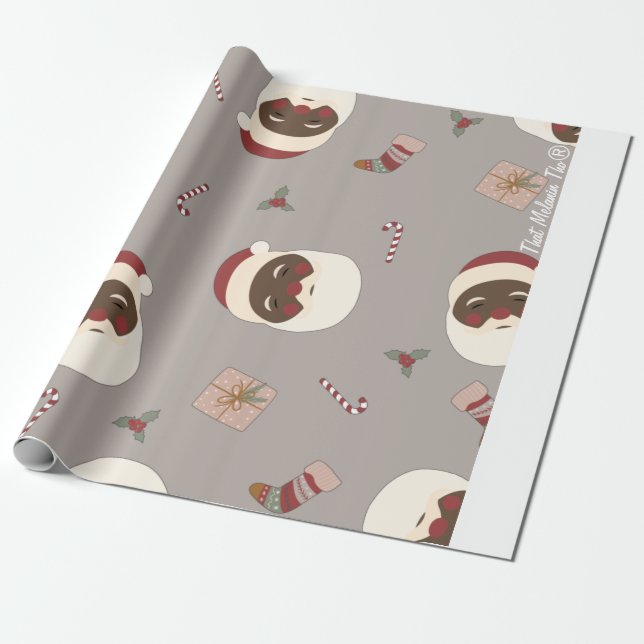 Das Melanin Tho® Black Santa Vintage Weihnachten Geschenkpapier (Ungerollt)