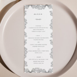 Das Menü "Bloral Black & White Wedning Dinner" Menükarte