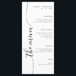 Das Menü für vertikale Skripte Menükarte<br><div class="desc">Einzigartiges,  minimalistisches Hochzeitsmenü,  das mit einem eleganten,  vertikalen Kalligrafieschrift gestaltet wurde und eine Touch von Eleganz und Klasse verleiht.</div>