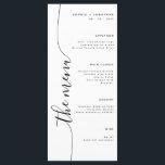 Das Menü für vertikale Skripte Menükarte<br><div class="desc">Einzigartiges,  minimalistisches Hochzeitsmenü,  das mit einem eleganten,  vertikalen Kalligrafieschrift gestaltet wurde und eine Touch von Eleganz und Klasse verleiht.</div>