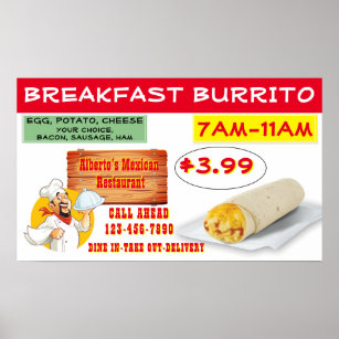 Das mexikanische Restaurant Breakfast Burrito ist  Poster