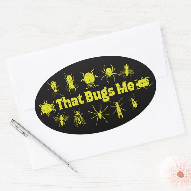 Das mich lustig erschütterte Insektenbugs Ovaler Aufkleber (Umschlag)
