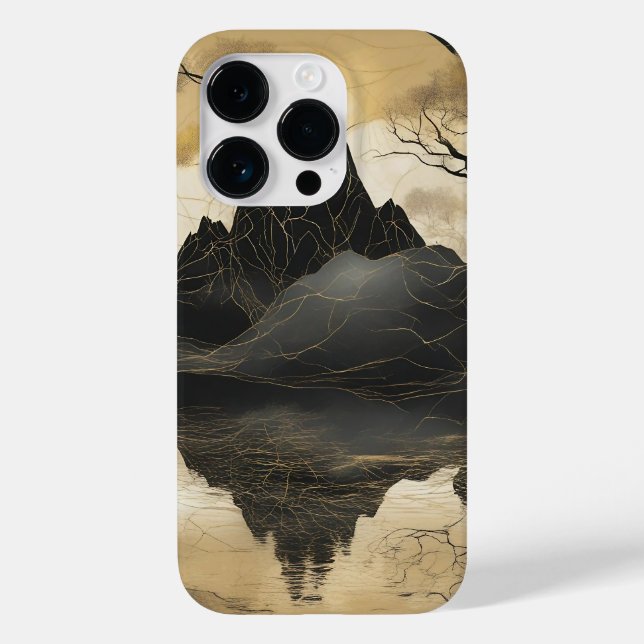 Das misty Mountain Black & Gold Case-Mate iPhone Hülle (Rückseite)