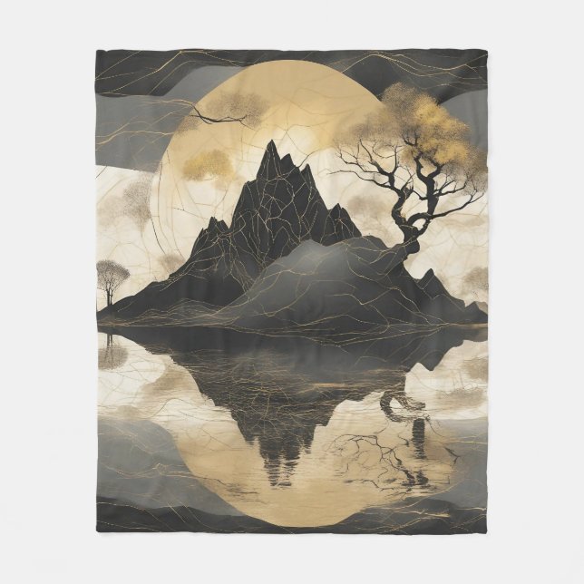 Das misty Mountain Black & Gold Fleecedecke (Vorderseite)