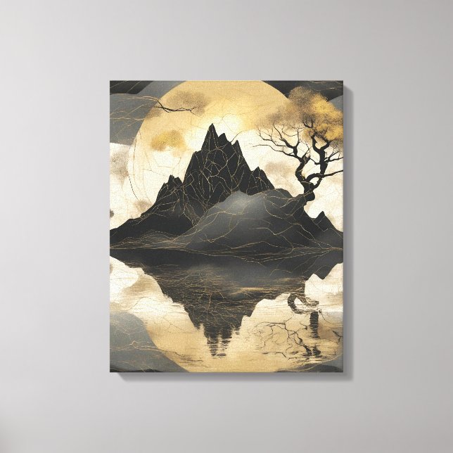 Das misty Mountain Black & Gold Leinwanddruck (Vorderseite)