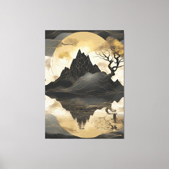 Das misty Mountain Black & Gold Leinwanddruck (Vorderseite)
