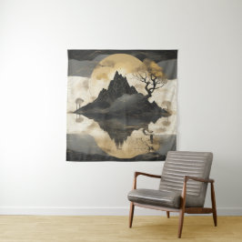 Das misty Mountain Black & Gold Wandteppich