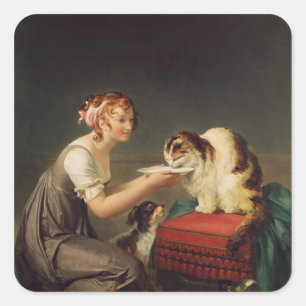 Das Mittagessen der Katze Quadratischer Aufkleber