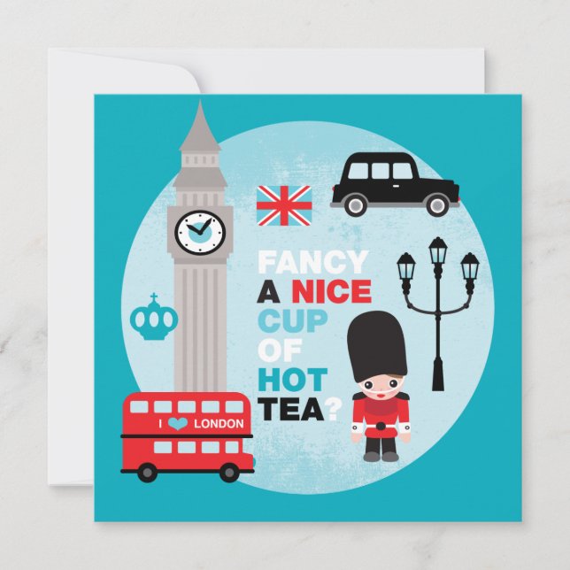 Das Mittagessen hohen Tees Londons laden ein Einladung (Vorderseite)