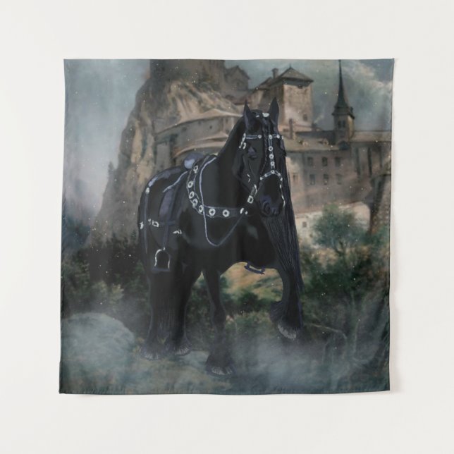 Das mittelalterliche Pferd - Tapestry Wandteppich (Vorderseite)